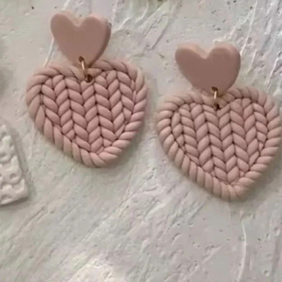 Fiona Soft Pink Resin Heart Earrings - Picture 1 of 7